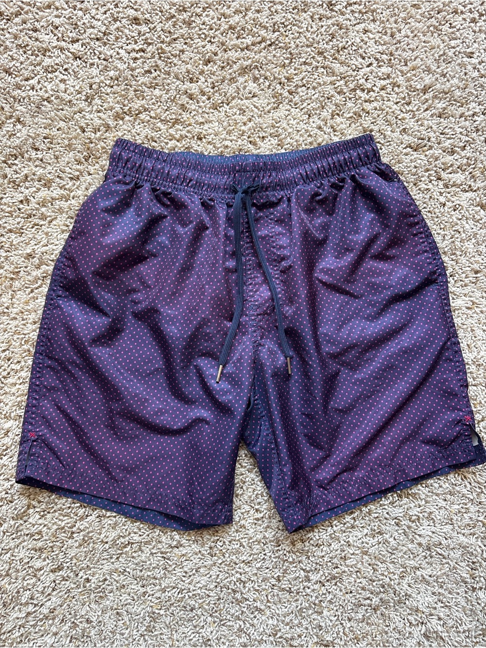 2xist 2(X)IST Men's Polka Dot Swim Trunks Navy with Pink Polka Dots Sz M